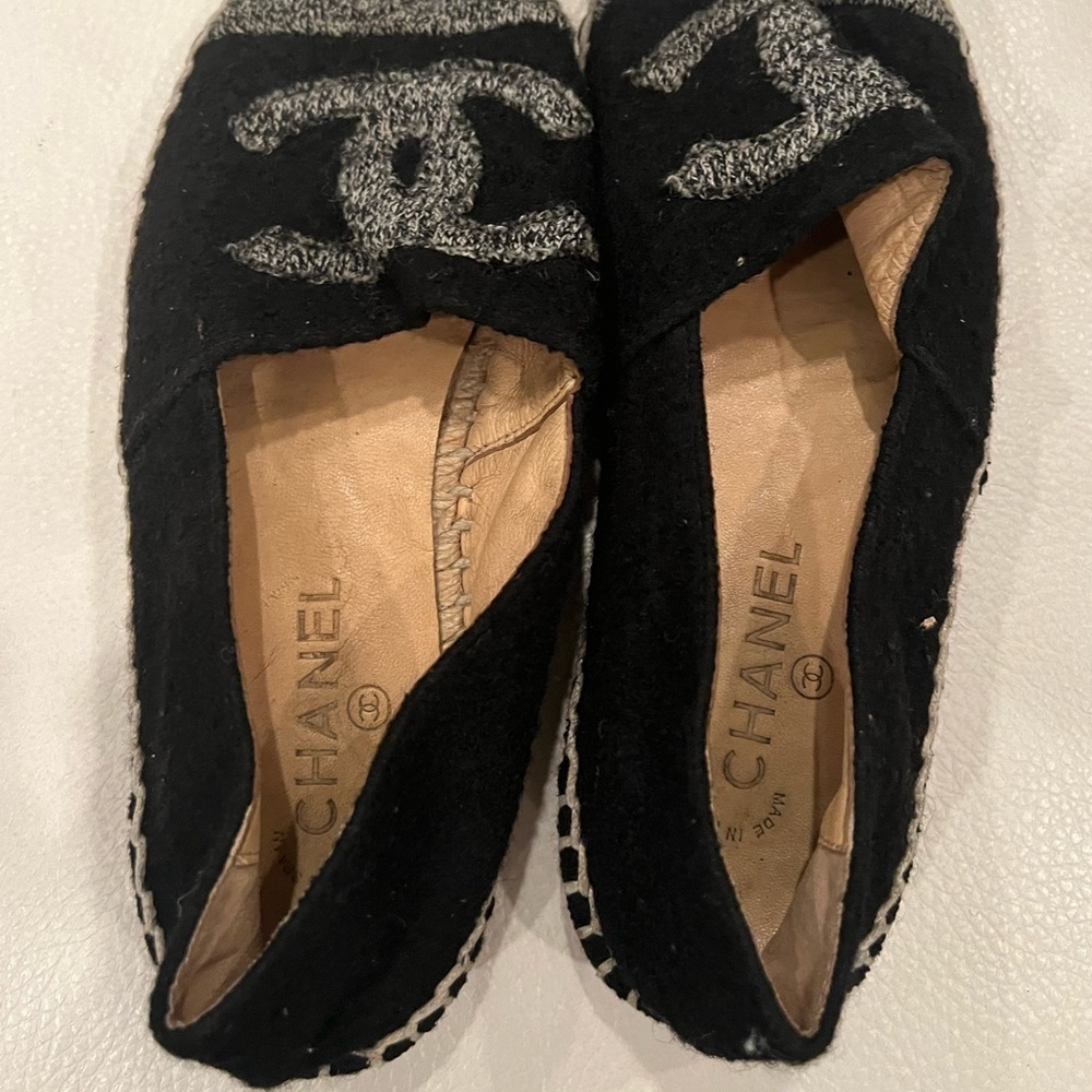 CHANEL Espadrilles Tweed and Velvet Grey/Black size 35 - Picture 6 of 12